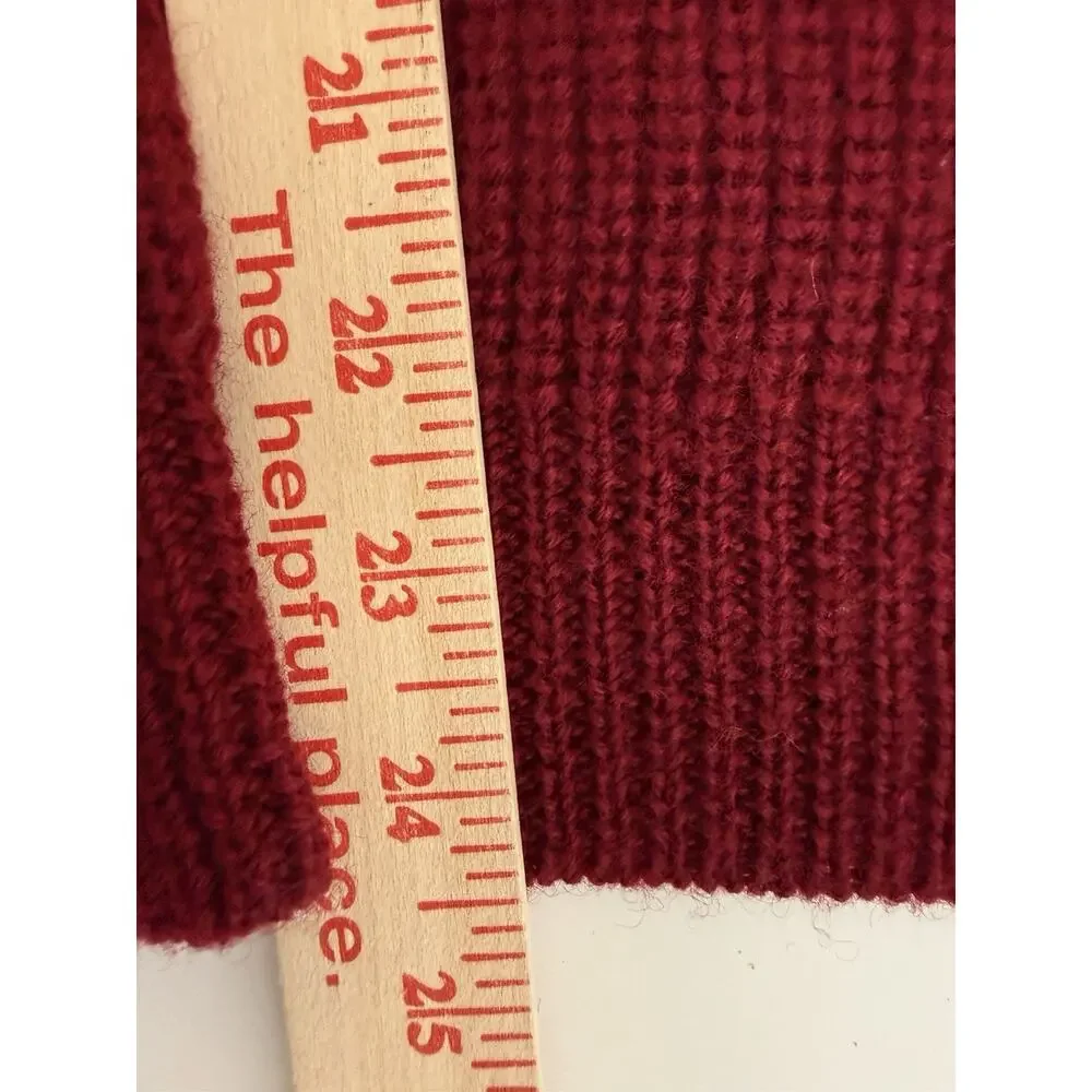 Lands End Size L Fishermans Sweater Red Wool womens Heavy Knit Vintage Lands'